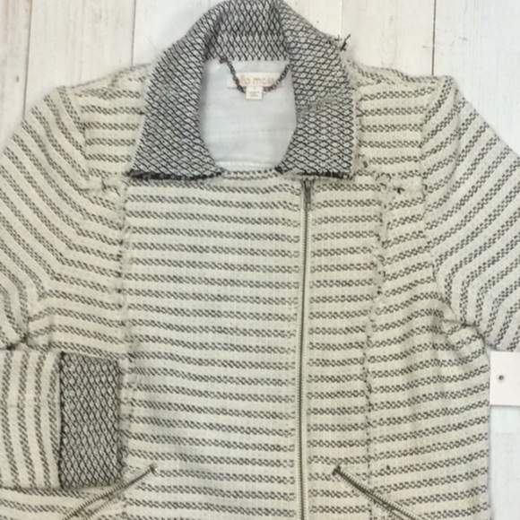 Ella Moss Salinas Stripe Tweed Moto Jacket. - Picture 9 of 16